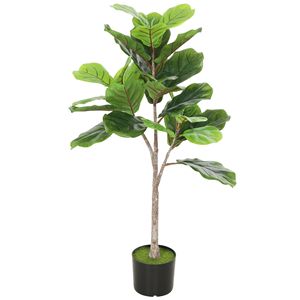 Pianta Artificiale di Ficus Lyrata Verde da 43 Pollici con Terriccio Floccato per Arredamento Casa e Ufficio - Product Image 1