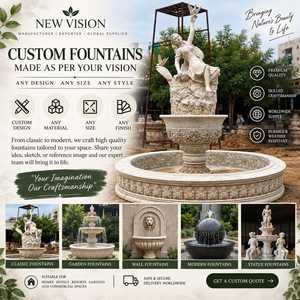 Grande fontaine de jardin extérieure en marbre, statue classique, élément aquatique, style européen orné, poli, autoportant, sculptée, représentant une femme - Product Image 5