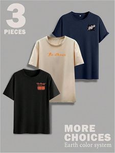 เสื้อยืดลำลองผู้ชายพิมพ์ลายกราฟิก คอกลม แขนสั้น เนื้อผ้าน้ำหนักเบา สวมใส่สบาย ทันสมัย สไตล์สตรีทแฟชั่น - Product Image 2