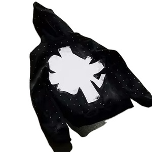 Fabricant de vêtements OEM Logo personnalisé Ensemble de survêtements respirants 2 pièces avec fermeture éclair et strass sur toute la surface - Product Image 3