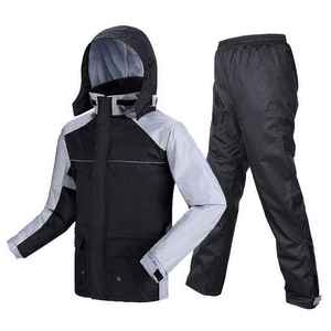 Universal Adult Waterproof Windproof Classic Fashionable Rain Suit Hooded <b>Jacket</b> Pants Set <b>Reflective</b> Polyester Outdoor Hiking - Product Image 4