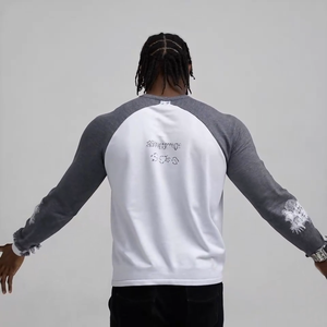 Camiseta Raglán Personalizada con Logotipo para Hombre, 100% Algodón, Manga Larga, Dos Tonos, Estilo Casual, Corte Regular, Diseño Liso - Product Image 2