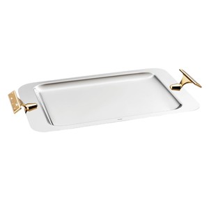 Trending Metal Serving Tray With <b>Gold</b> Accent Handle Rectangle Shape Hotel & Restaurant Tabletop Food & Drink Serving Trays - Product Image 3