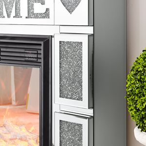 ตู้เตาผิงอะคริลิคแบบกระจกเพชร ขนาด 46 นิ้ว x 12.6 นิ้ว x 41 นิ้ว พร้อมเตาผิงไฟฟ้าในตัวสำหรับวางทีวี - Product Image 6