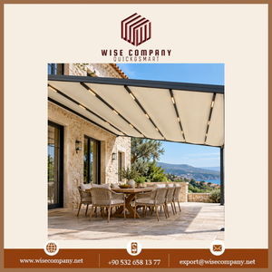 Pérgola Retráctil de Tela de PVC WISE COMPANY con Persianas Enrollables, Techo Impermeable para Patio y Terraza - Product Image 3