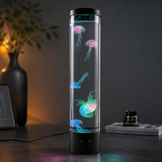 Wholesale 19 Inch USB LED Jellyfish Lamp Color Changing Simulated Aquarium Night Light Home Decor Plastic Manual Button Plug-in