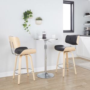 <b>Bistro</b> Contemporary <b>Round</b> Bar <b>Table</b> Adjustable Silver Design - Product Image 4