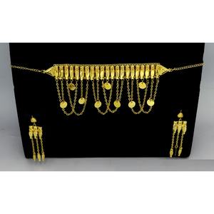 Ensemble collier et boucles d'oreilles plaqué or arabe au design classique et tendance pour femmes, bijoux de mariage pour femmes de Dubaï, du Moyen-Orient et d'Afrique - Product Image 3