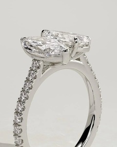Anillo de compromiso Zenavelle con diamantes cultivados en laboratorio, corte marquesa y pera, estilo Toi et Moi, certificado IGI - Product Image 3