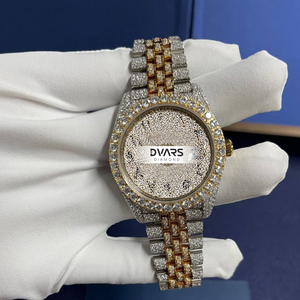 Reloj Personalizado con Moissanita VVS, Reloj Completamente Cubierto de Piedras, Chapado en Oro sobre Plata 925, Reloj de Joyería de Lujo para Hombre y Mujer, Estilo Hip Hop, MOQ 1 Pieza - Product Image 1