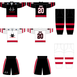 Conjunto de Jersey de Hockey sobre Hielo Silverbacks, Negro, Rojo y Blanco, Sublimado, Cuello en V, Manga Larga, Absorbe la Humedad, Ropa Deportiva para Hombre Adulto - Product Image 6