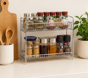 Factory Direct Multi Tier Countertop Organizer Multipurpose <b>Kitchen</b> <b>Storage</b> Shelf with Open Wire Basket Design for Pantry <b>Rack</b> - Product Image 3