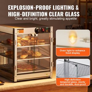 Scaldavivande Commerciale a 3 Livelli da 800W con Temperatura Controllata tra 86-185°F e Luce che Migliora la Presentazione degli Alimenti - Product Image 5