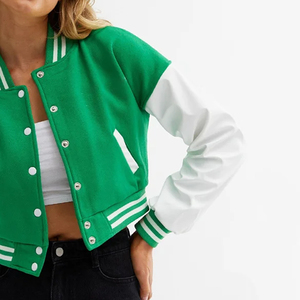 Latest Fashion Hot Sale Custom Women Plaid Canvas Varsity <b>Jacket</b> Winter Knitted Breathable OEM Service High Quality - Product Image 2