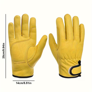 Guantes de Trabajo de Piel de Ciervo de Alta Calidad, Color Amarillo, Guantes de Seguridad con Cierre Elástico y Ajustable - Product Image 2