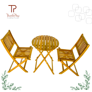 THINH PHU FURNITURE TP2143 Modern Modular Sectional LISA Patio Bistro Coffee Shop Garden Set (3pcs) Waterproof Acacia 5cm Seat - Product Image 1