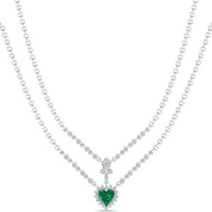 REYES Precio de Fábrica Collar con Colgante de Plata de Ley 925 con Esmeralda de Corte Corazón de 3.5Ct, Regalo de Boda, Joyería Fina - Product Image 1