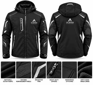 Chaqueta Softshell Impermeable Negra para Hombre, Ecológica, Transpirable, de Invierno, Personalizada, Cortavientos, con Detalles Reflectantes, para Senderismo, OEM - Product Image 5