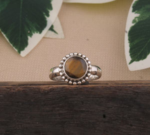 Natural Round <b>Tiger</b> <b>Eye</b> Women's Classic Wedding Protection Stone Signet Ring 925 Sterling Silver Genuine Brown <b>Jewelry</b> Wholesale - Product Image 6