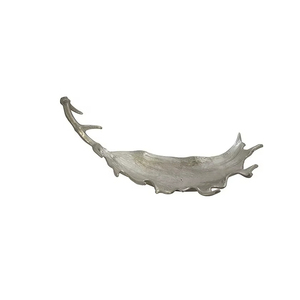 Cuenco Decorativo Moderno Estilo Lodge de Metal Plateado, Libre de BPA, Resistente al Calor, con Detalles de Asta de Ciervo, Hecho a Mano, con Forma de Asta de Ciervo, para Exhibición en Fiestas - Product Image 1