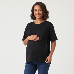 T-shirt d'allaitement pour femme 100 % coton, écologique, respirant, coupe ample, été, maternité - Product Image 6