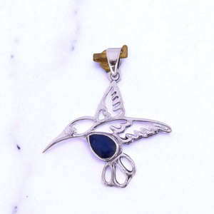 Pendentifs en argent sterling 925, pendentif unique en forme de colombe de la paix, bijoux fins, pendentif en saphir bleu - Product Image 2