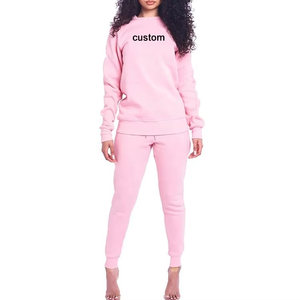 Spring High Quality Plus Size Women's Eco-Friendly Breathable Lightweight <b>Plain</b> Pullover Jogging Suits 100% Cotton <b>Tracksuit</b> - Product Image 2