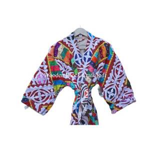 Chaqueta Kantha 100% algodón puro hecha a mano, acolchada con bordados, ropa de invierno multicolor, ropa de calle para mujeres y niñas. - Product Image 4