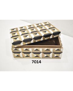 Luxury Geometric Pattern Decorative <b>Storage</b> Box with Lid Wooden Resin <b>Tabletop</b> Organizer Available at Wholesale Price - Product Image 6