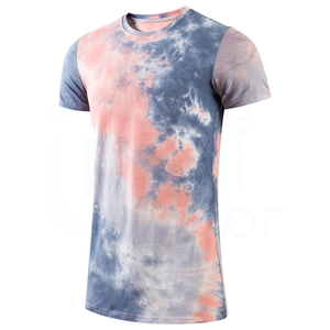 Camiseta de manga corta con cuello redondo y estampado tie-dye para hombre, informal, de punto, corte regular. - Product Image 3