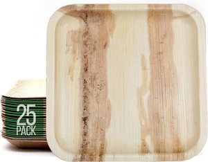 Assiettes jetables en feuilles vertes naturelles, robustes, résistantes à la chaleur, compatibles micro-ondes, à base de matériaux biodégradables, pour pique-niques en plein air - Product Image 4