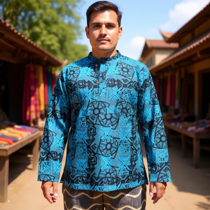 Ensemble cadeau culturel et touristique Kurtha en coton bleu unique - Product Image 3
