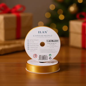Nastro regalo Ilan 1,6 cm x 25 iarde colore oro per confezionare regali - Product Image 3