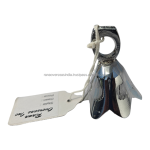 Cloche suspendue en laiton de qualité supérieure, finition argentée, moderne, écologique, cloche de temple élégante, cadeau spirituel pour la maison, la porte ou le mur - Product Image 3