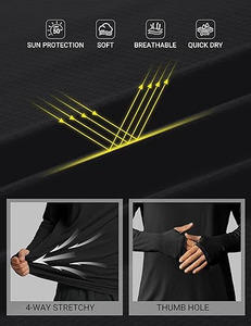 Camisa de Pesca para Hombre, Negra, UPF 50, Estampada, Manga Larga, Transpirable, Spandex/Poliéster, 180g - Product Image 5