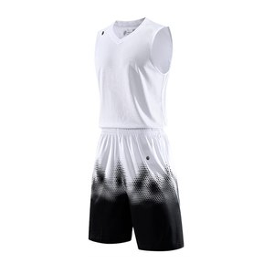 Ensemble de maillot de basketball imprimé par transfert thermique pour homme, sans manches, col en V, anti-humidité, avec short et chaussettes assortis, personnalisable à l'avant - Product Image 1