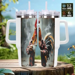 Stainless Steel Tumbler 40oz With Handle And Lid For <b>Coffee</b> Or Tea - Product Image 2