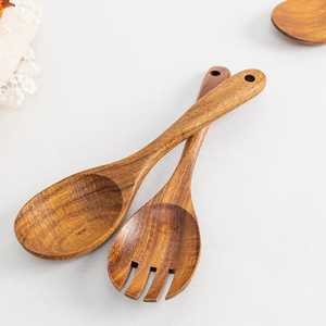 Juego de Utensilios de Cocina de Madera de Teca de 5 Piezas, Hechos a Mano, Espátulas Curvas y Cucharón para Sopa, Aptos para Sartenes Antiadherentes - Product Image 3