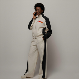 Wholesale 100% nylon High Street Style tracksuit custom screen printed logo 2 tone streetwear comfortable breathable 2 piece <b>set</b> - Product Image 4