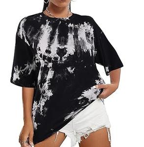 Camisetas Holgadas con Hombros Caídos para Mujer, Tie Dye Vintage, Lavado Ácido, Estilo Urbano, Camisetas con Tinte Degradado, Transpirables, 100% Algodón - Product Image 1
