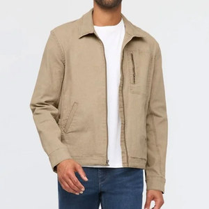 Blouson bomber en toile imperméable de couleur unie, style zippé, vente en gros à prix abordable pour la vente en ligne - Product Image 1