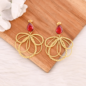 <b>Red</b> Hydro Gemstone Brass <b>Earrings</b> Gold Plated Handmade Jewelry for Women Wholesale Lot 10 Pairs - Product Image 2
