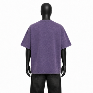 Heavyweight Cotton Acid Wash Streetwear T Shirt Vintage Oversized Graphic <b>Tee</b> Men Hip Hop Retro Drop Shoulder Purple Custom Top - Product Image 3