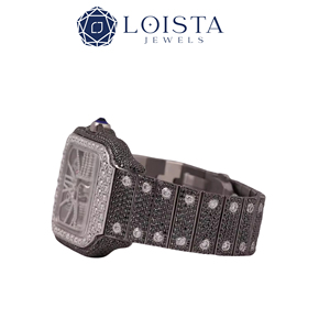 Reloj de cuarzo rectangular de acero inoxidable con incrustaciones de diamantes para mujer, esfera analógica, cristal de zafiro, correa de lujo de 20 mm - Product Image 1