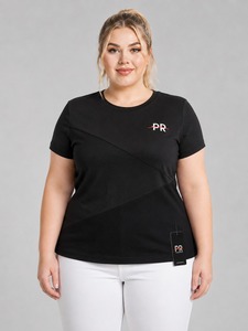 Nouveauté - T-shirt pour femme en coton 100% écologique, manches courtes, coupe classique, couleur unie, vêtements d'été - Product Image 1