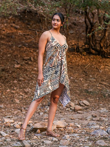 Robe d'été bohème à imprimé aztèque, col en V, dos nu, en coton, motif géométrique tribal, pour femme, idéale pour les festivals et la plage - Product Image 5