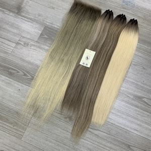 Premium Ombre Color Natural Recto Pequeños Nudos HD Cierre Doble Extensiones de trama de máquina dibujada - Product Image 2