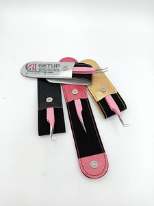 Pince à épiler professionnelle en acier inoxydable, anti-magnétique, anti-statique, à pointe dentelée, avec revêtement pailleté rose à 90 degrés, longueur 10 mm - Product Image 6