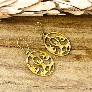 Nouvelles Boucles d'Oreilles Pendante Bohème Tendance Déesse, en Laiton Tribal Plaqué Or 18 carats, Bijoux Ovale pour Femme, Vente en Gros/OEM/ODM - Product Image 3