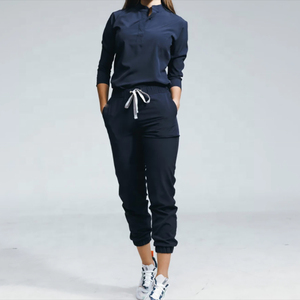 Conjunto de Uniforme Médico Premium 2026 para Mujer, Color Azul Marino Oscuro, Blusa de Manga Larga, Pantalones con Cintura Ajustable, Uniforme Profesional para Enfermeras de Hospital y Clínica - Product Image 3